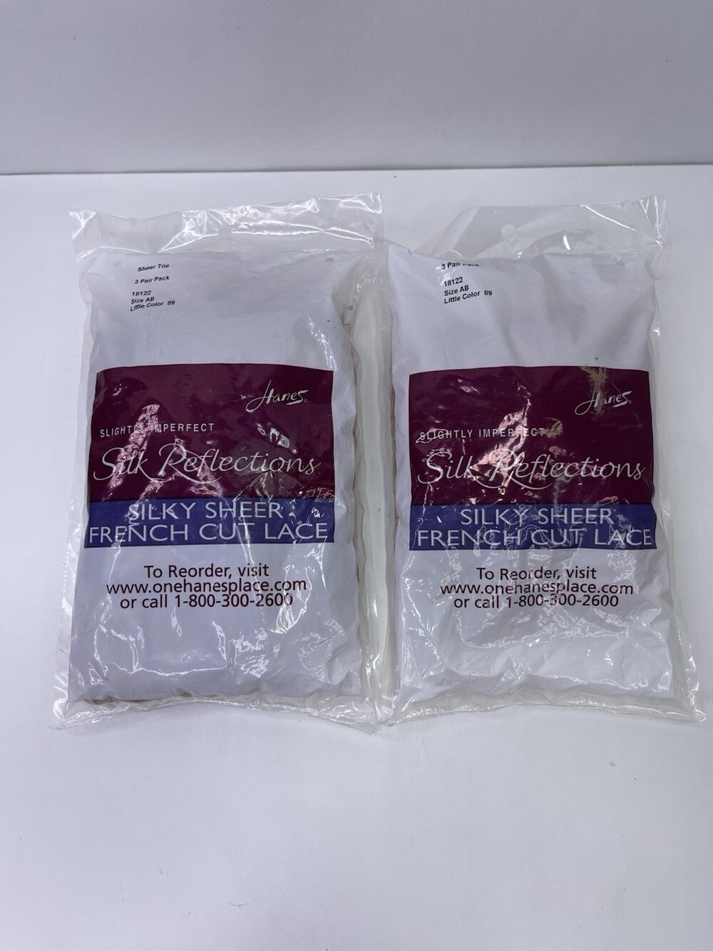 Lot of 2 Hanes Silk Reflections Silky Sheer Sheer Toe Pantyhose Size AB Color 89